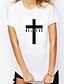 baratos T-Shirts de mulher-Mulheres Camiseta Sólido / Letra Algodão