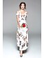 cheap Women&#039;s Dresses-Women&#039;s Chiffon Dress Swing Dress Maxi long Dress White Short Sleeve Floral Split Spring Summer V Neck Floral S M L XL