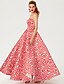 cheap Evening Dresses-Ball Gown Celebrity Style Open Back Pattern Dress Formal Evening Dress Strapless Straight Neckline Sleeveless Ankle Length Satin with Pattern / Print 2020