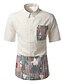 cheap Men&#039;s Shirts-Men&#039;s Daily Going out Work Plus Size Casual Spring Summer Shirt,Geometric Color Block Shirt Collar Short Sleeves Cotton Linen