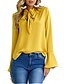 baratos Tops em tamanhos grandes-Mulheres Camisa Social Sólido Manga Longa Diário Blusas Algodão Amarelo Preto Azul Marinha