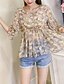 cheap Women&#039;s Blouses &amp; Shirts-Women&#039;s Daily Going out Boho Summer Fall Blouse,Floral Round Neck Half Sleeves Polyester Medium