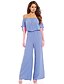 cheap Women&#039;s Jumpsuits &amp; Rompers-Women&#039;s Off Shoulder Holiday / Going out / Club Casual / Street chic Boat Neck Black Lavender Red Jumpsuit Onesie, Solid Colored Backless Puff Sleeve Cotton Half Sleeve Spring Summer