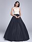 cheap Evening Dresses-Ball Gown Color Block Quinceanera Formal Evening Dress Illusion Neck Sleeveless Floor Length Stretch Satin Beaded Lace with Appliques 2020