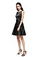 Χαμηλού Κόστους Κοκτέιλ Φορέματα-Γραμμή Α Μικρό Μαύρο Φόρεμα χαριτωμένο στυλ Αργίες Καλωσόρισμα Κοκτέιλ Πάρτι Φόρεμα Λαιμόκοψη V Αμάνικο Κοντό / Μίνι Σατέν με Φιόγκος(οι) Πλισέ 2021