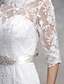 cheap Wedding Dresses-Mermaid / Trumpet Bateau Neck Sweep / Brush Train Lace Made-To-Measure Wedding Dresses with Lace by LAN TING BRIDE® / See-Through