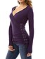 cheap Plus Size Tops-Women&#039;s T shirt Tee Solid Colored V Neck Purple Gray Black Daily Going out Criss Cross Clothing Apparel / Long Sleeve