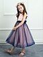 cheap Flower Girl Dresses-A-Line Tea Length Flower Girl Dress - Mesh / Satin Sleeveless Jewel Neck with Bowknot by LAN TING BRIDE®