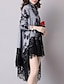 cheap Women&#039;s Sweaters-Women&#039;s Daily Print Floral Long Sleeve Loose Long Cardigan, V Neck Fall / Winter Cotton White / Gray M / L / XL