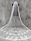 cheap Wedding Veils-One-tier Lace Applique Edge Wedding Veil Cathedral Veils with Appliques Lace / Tulle / Angel cut / Waterfall