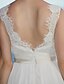 cheap Wedding Dresses-Hall Wedding Dresses A-Line V Neck Regular Straps Chapel Train Chiffon Bridal Gowns With Sashes / Ribbons Appliques 2023