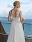 cheap Wedding Dresses-Hall Wedding Dresses A-Line V Neck Regular Straps Chapel Train Chiffon Bridal Gowns With Sashes / Ribbons Appliques 2023