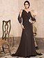 cheap Special Occasion Dresses-A-Line Empire Dress Formal Evening Sweep / Brush Train 3/4 Length Sleeve V Neck Chiffon V Back with Crystals 2022