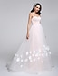 cheap Wedding Dresses-Wedding Dresses A-Line Sweetheart Sleeveless Court Train Tulle Bridal Gowns With Flower 2023