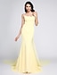 cheap Evening Dresses-Mermaid / Trumpet Elegant Dress Holiday Cocktail Party Watteau Train Sleeveless Strapless Chiffon with Pleats 2024