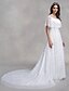 cheap Wedding Dresses-Wedding Dresses A-Line Bateau Neck Half Sleeve Court Train All Over Lace Bridal Gowns With Lace 2023