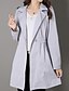 cheap Women&#039;s Trench Coats-Women&#039;s Daily Simple / Casual Spring Long Trench Coat, Solid Colored Shirt Collar Long Sleeve Others Gray XL / XXL / XXXL