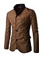 cheap Men&#039;s Trench Coat-Men&#039;s Daily Street chic Winter Regular Blazer, Color Block Stand Long Sleeve Polyester Black / Red / Gray