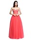 Χαμηλού Κόστους Φορέματα ειδικών περιστάσεων-Γραμμή Α Φανταχτερό Φόρεμα Επίσημο Βραδινό Μακρύ Αμάνικο Στράπλες Σατέν με Χάντρες 2024