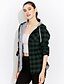 cheap Women&#039;s Jackets-Women&#039;s Daily Street chic Large Size Slim Spring Jackets Plaid Hooded Long Sleeve