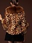 cheap Women&#039;s Outerwear-Women&#039;s Daily Glam Winter Short Fur Coat, Leopard Peter Pan Collar Half Sleeve Faux Fur Camel XL / XXL / XXXL