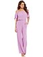 cheap Women&#039;s Jumpsuits &amp; Rompers-Women&#039;s Off Shoulder Holiday / Going out / Club Casual / Street chic Boat Neck Black Lavender Red Jumpsuit Onesie, Solid Colored Backless Puff Sleeve Cotton Half Sleeve Spring Summer