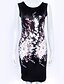 olcso Munkaruhák-Női Sheath ruha Ujjatlan Fekete Virágos Nyomtatott Napi Alkalmi Vékony Fekete M L XL