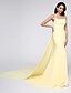 abordables Robes de Soirée-Mermaid / Trumpet Elegant Dress Holiday Cocktail Party Watteau Train Sleeveless Strapless Chiffon with Pleats 2024