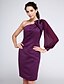 cheap Special Occasion Dresses-Sheath / Column One Shoulder Knee Length Chiffon / Satin Cocktail Party Dress with Side Draping by TS Couture®
