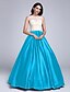cheap Evening Dresses-Ball Gown Color Block Quinceanera Formal Evening Dress Illusion Neck Sleeveless Floor Length Stretch Satin Beaded Lace with Appliques 2020