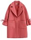 cheap Women&#039;s Coats &amp; Trench Coats-Women&#039;s Going out Simple / Casual Spring / Fall Long Pea Coat, Solid Colored Shirt Collar Long Sleeve Cotton / Acrylic Red