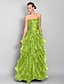 cheap Evening Dresses-A-Line Elegant Dress Prom Floor Length Sleeveless Strapless Organza with Ruffles Tier 2022 / Formal Evening