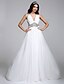 cheap Wedding Dresses-Wedding Dresses A-Line V Neck Regular Straps Sweep / Brush Train Chiffon Bridal Gowns With Crystal Draping 2023