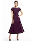 זול שמלות קוקטייל-שמלה שחורה בקו וינטג&#039; שיבה הביתה אורחים חתונת תה באורך צווארון סירה עם שרוולים קצרים טפטה עם כפתורים 2024