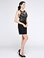 cheap Cocktail Dresses-Sheath / Column Little Black Dress Homecoming Cocktail Party Prom Dress Jewel Neck Sleeveless Short / Mini Chiffon Tulle with Sequin Appliques