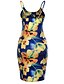 cheap Women&#039;s Dresses-Women&#039;s Floral Fuchsia Blue Dress Boho Summer Club Beach Bodycon Floral Strap Backless Printing S M