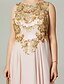 cheap Prom Dresses-A-Line Beautiful Back Dress Prom Formal Evening Sweep / Brush Train Sleeveless Jewel Neck Chiffon with Pleats Sequin Appliques 2024