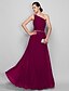 cheap Evening Dresses-Sheath / Column Minimalist Dress Prom Floor Length Sleeveless One Shoulder Chiffon with Ruched Beading  / Formal Evening