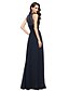 cheap Special Occasion Dresses-A-Line Illusion Neck Floor Length Chiffon / Lace Prom / Formal Evening Dress with Appliques / Side Draping by TS Couture®