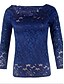 cheap Women&#039;s T-shirts-Women&#039;s T-shirt Solid Colored Lace Tops Cotton Vintage Boat Neck White Black Blue / Going out