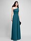 cheap Evening Dresses-Sheath / Column Empire Dress Wedding Guest Formal Evening Floor Length Sleeveless One Shoulder Bridesmaid Dress Chiffon with Ruched Beading 2024