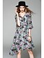 cheap Women&#039;s Dresses-Women&#039;s Casual Flare Sleeve Chiffon Dress - Floral V Neck