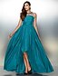 preiswerte Ballkleid-A-Linie Elegant Kleid Abiball Formeller Abend Asymmetrisch Ärmellos Illusionsausschnitt Taft mit Plissee Perlenstickerei 2024