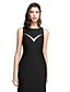 cheap Evening Dresses-Sheath / Column Elegant Formal Evening Dress Jewel Neck Sleeveless Sweep / Brush Train Jersey with Beading Appliques 2020