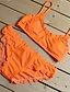 cheap Women&#039;s Swimwear &amp; Bikinis-Women&#039;s Solid Bikini Swimsuit Solid Colored Halter Neck Swimwear Bathing Suits Orange