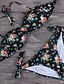 billige Badetøj til kvinder-Dame Badetøj Bikini badedragt Blomstret Sort Grime Badedragter Blomster