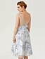 cheap Prom Dresses-A-Line Fit &amp; Flare Open Back Pattern Dress Illusion Detail Cocktail Party Prom Dress Illusion Neck Sleeveless Knee Length Tulle Over Lace with Sash / Ribbon Pattern / Print