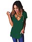 cheap Plus Size Tops-Women&#039;s T shirt Tee Solid Colored Round Neck Green Pink Wine Gray White Daily Going out Criss Cross Clothing Apparel / Summer / Short Sleeve