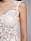 cheap Wedding Dresses-Mermaid / Trumpet Jewel Neck Sweep / Brush Train Chiffon Made-To-Measure Wedding Dresses with Appliques by LAN TING BRIDE®
