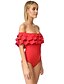 ieftine Bikini &amp; Costume Baie-Pentru femei Bufantă Decupaje Negru Roșu-aprins O Piesă Costume de Baie Costum de baie - Mată Negru